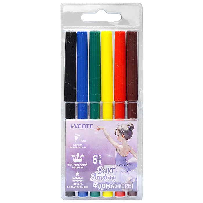 Фломастеры 06цв. "Ballet Academy" с вентилируемым колпачком, в пластиковом блистере