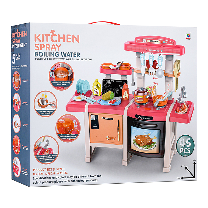 Фото к товару Игровой набор кухня MJL-913B "У шефа" цвет розовый, в коробке Игровой набор кухня MJL-913B "У шефа" цвет розовый, в коробке