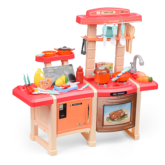 Фото к товару Игровой набор кухня MJL-913B "У шефа" цвет розовый, в коробке Игровой набор кухня MJL-913B "У шефа" цвет розовый, в коробке