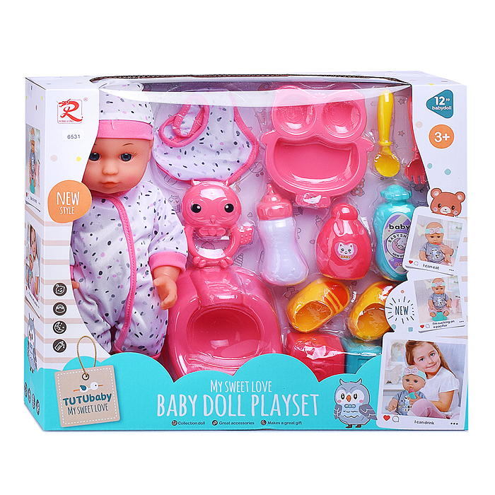 Фото к товару Пупс 6531 с аксессуарами "Иришка" в коробке Пупс 6531 с аксессуарами "Иришка" в коробке