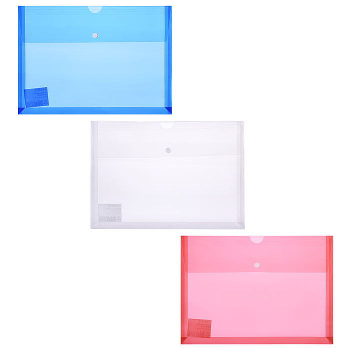 Папка-конверт на кнопке A4 (330x250 мм) 180 мкм, горизонтальная, с донным расширением 32 м