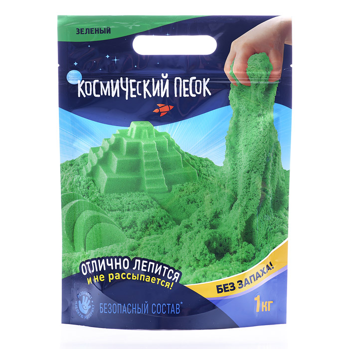 Игрушка для детей "Космический песок" 1 кг, дой-пак, зеленый Игрушка для детей "Космический песок" 1 кг, дой-пак, зеленый