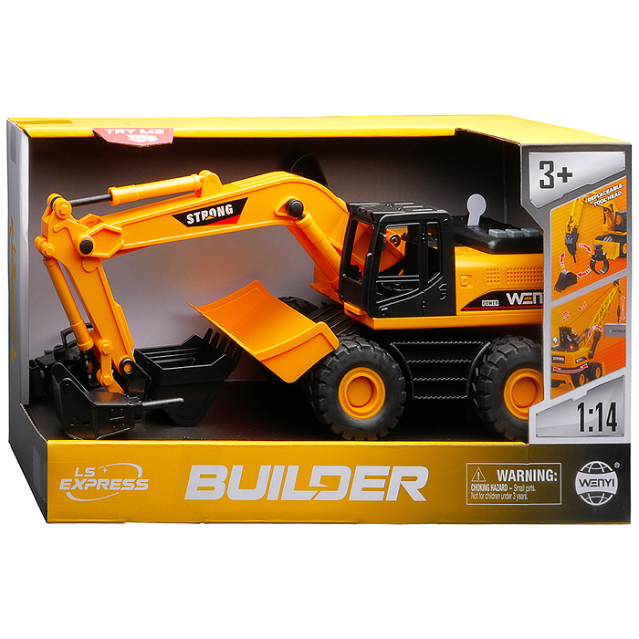 Экскаватор WY1139ABC "Многофункциональный" 1:14 (свет, звук) в коробке