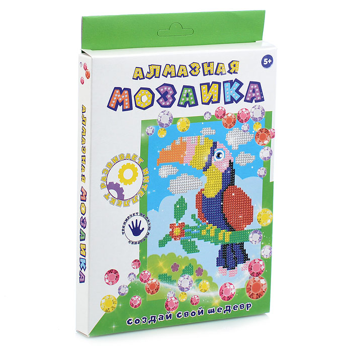 Алмазная мозаика "Тукан" 20х15см, частичное заполнение Алмазная мозаика "Тукан" 20х15см, частичное заполнение