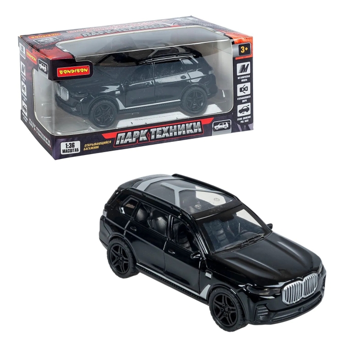Машина метал. инерционная, М1:36, 3 открыв. двери "Парк Техники" джип черный Машина метал. инерционная, М1:36, 3 открыв. двери "Парк Техники" джип черный