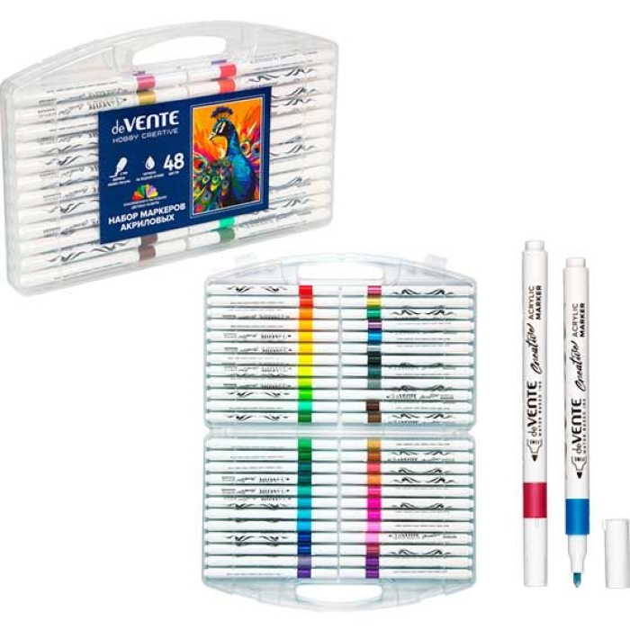 Набор маркеров акриловых "Hobby creative. Classic&Pastel" 48 цветов, круглый корпус, пулевидный