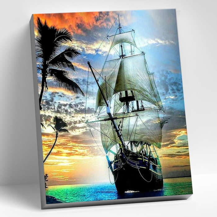 Картина по номерам 40х50 "Парусник" (27 цветов)