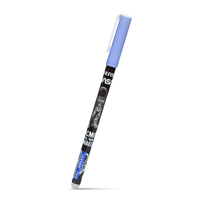 Ручка гелевая стираемая "NASA" d=0,5 мм, 2 дизайна корпуса ассорти, с ластиком, синяя