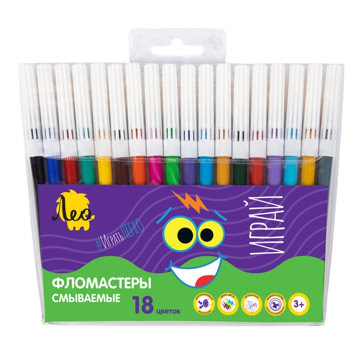 Фломастеры смываемые 18 цв "Играй" 