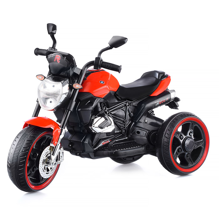 Мотоцикл U023383Y "Байк" на аккумуляторе, в коробке (красный) царапины пластика не большие трещины