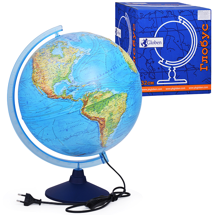 Глобус Земли физико-политический 320мм с подсветкой Рельефный Классик Евро Глобус Земли физико-политический 320мм с подсветкой Рельефный Классик Евро
