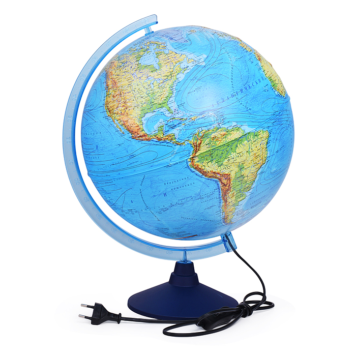 Глобус Земли физико-политический 320мм с подсветкой Рельефный Классик Евро