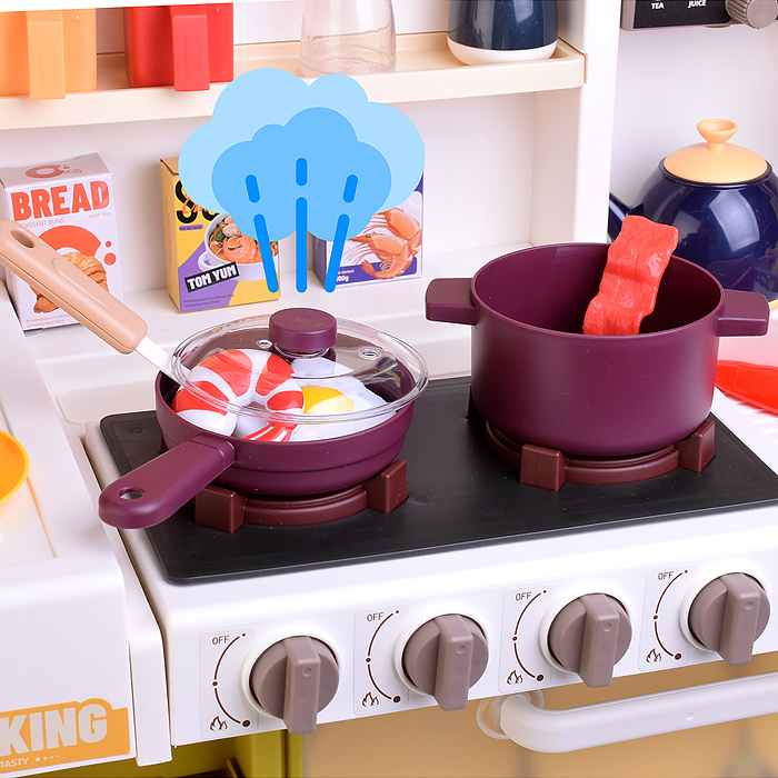 Фото к товару Набор кухня 889-369 "Весёлый поварёнок" с паром (108 предметов) в коробке Набор кухня 889-369 "Весёлый поварёнок" с паром (108 предметов) в коробке