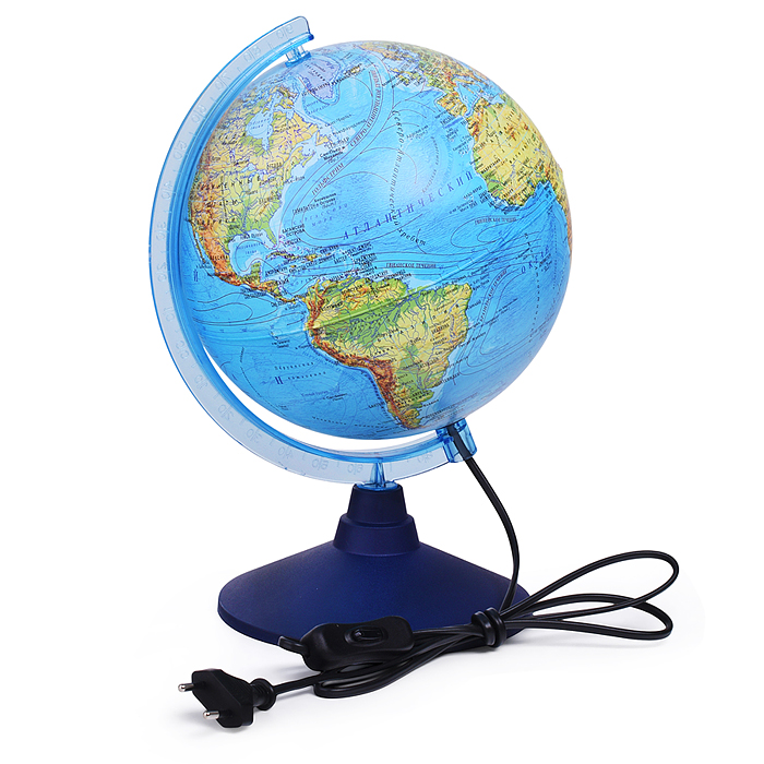 Глобус Земли физико-политический 210мм с подсветкой Классик Евро