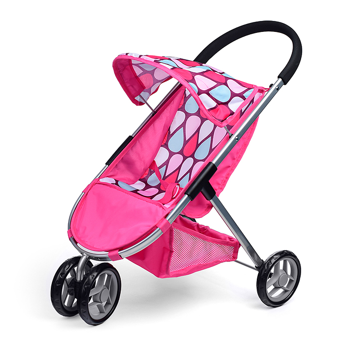 Коляска для кукол 9675 металлическая, складная, 3-х колесная, с козырьком, в пакете