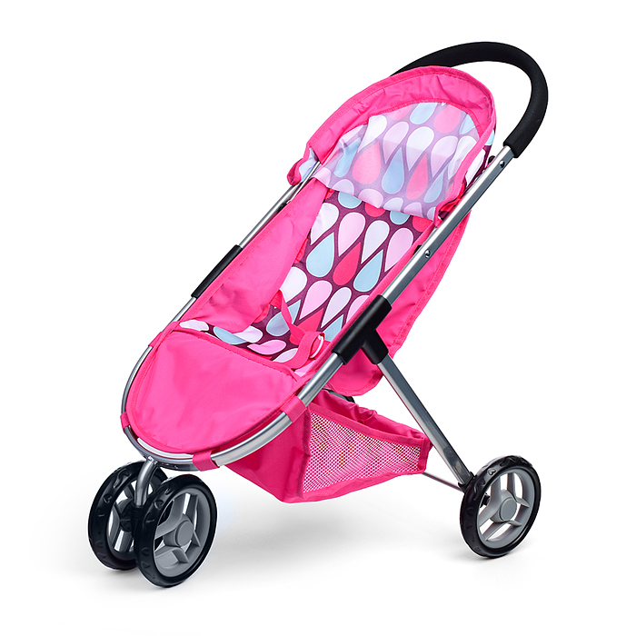 Коляска для кукол 9675 металлическая, складная, 3-х колесная, с козырьком, в пакете