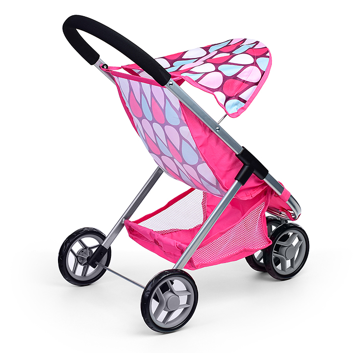 Коляска для кукол 9675 металлическая, складная, 3-х колесная, с козырьком, в пакете