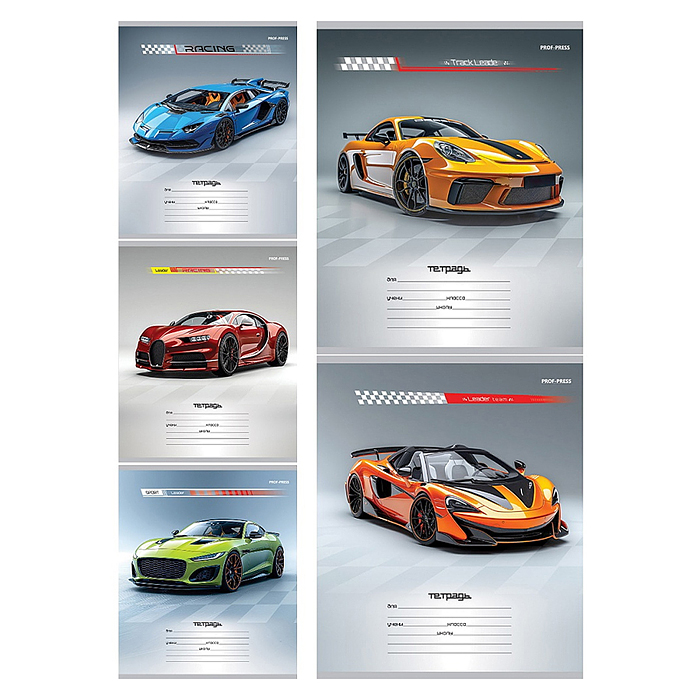 Тетрадь 12л. косая линия "Разные автомобили- 4" 