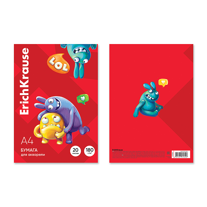 Фото к товару Бумага для акварели в картонной папке Jolly Friends, А4, 20 листов Бумага для акварели в картонной папке Jolly Friends, А4, 20 листов