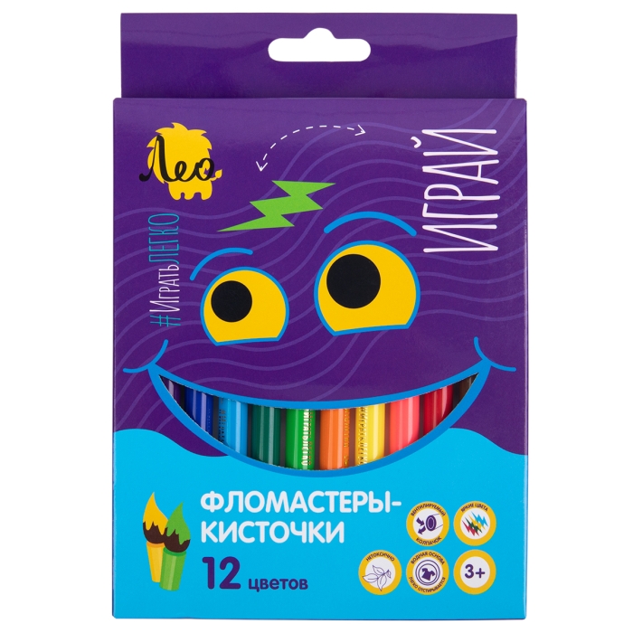 Фломастеры-кисточки смываемые 12 цв "Играй" Фломастеры-кисточки смываемые 12 цв "Играй"