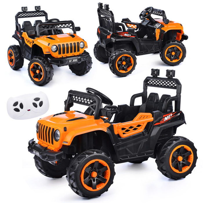 Электромобиль U023393Y "Кросс" на аккумуляторе, с р/у управлением, в коробке (оранжевый) сколы царап