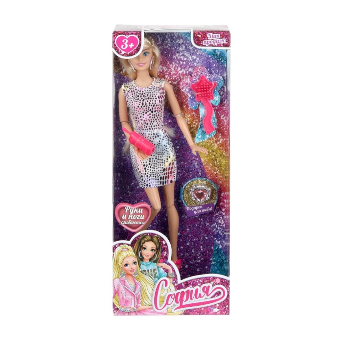 Кукла 29см София, руки и ноги сгиб., акс, кор 