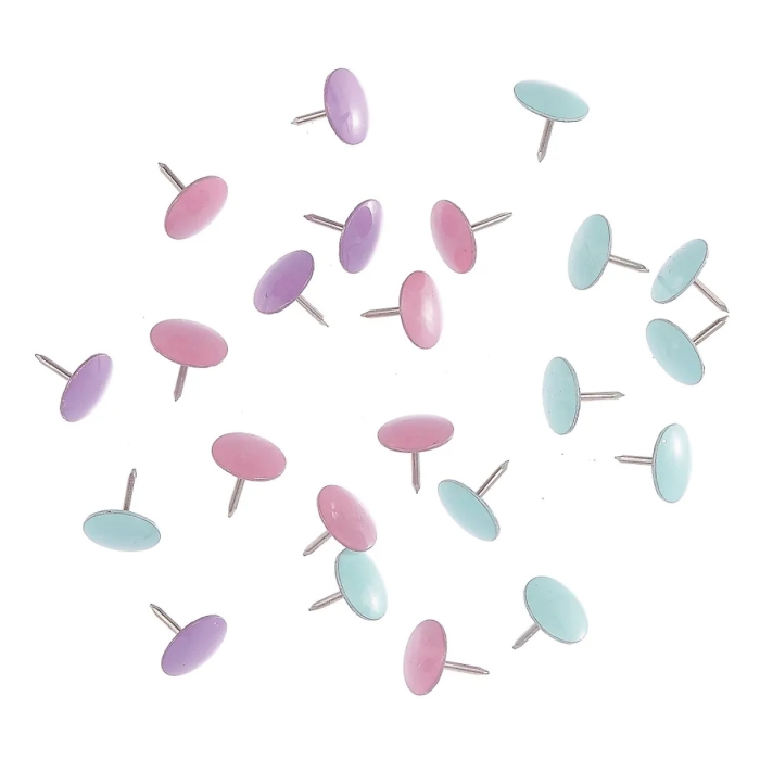 Фото к товару Кнопки канцелярские "Pastel" диаметр 10 мм, цветные 50 шт в пластиковой коробке Кнопки канцелярские "Pastel" диаметр 10 мм, цветные 50 шт в пластиковой коробке