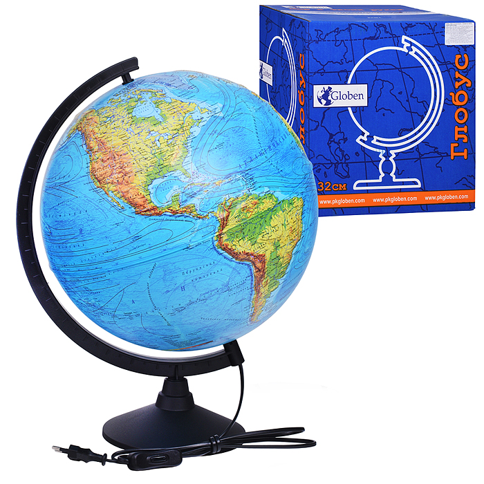 Глобус Земли физический 320мм с подсветкой Рельефный Классик Глобус Земли физический 320мм с подсветкой Рельефный Классик