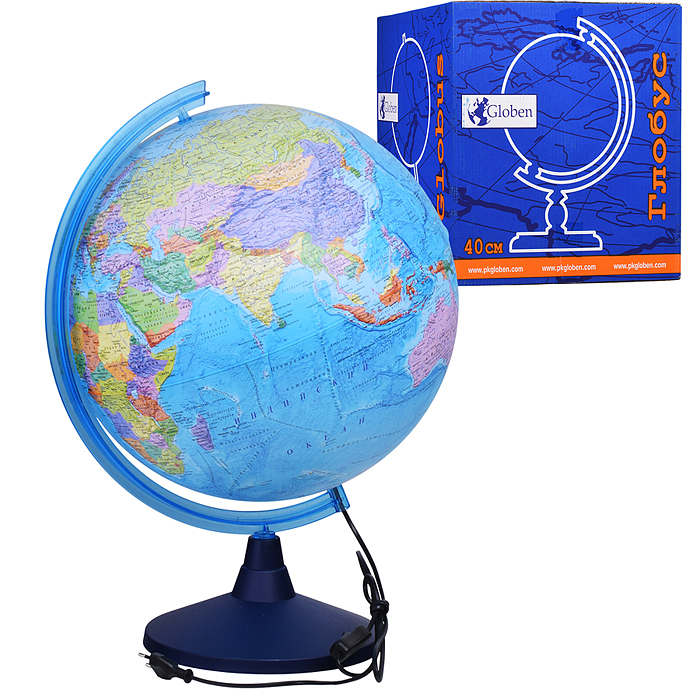 Глобус Земли политический 400 мм с подсветкой Классик Евро Глобус Земли политический 400 мм с подсветкой Классик Евро
