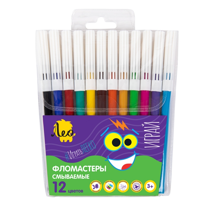 Фломастеры смываемые 12 цв "Играй" 