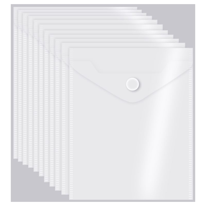 Папка-конверт на кнопке A6 (140x170 мм) 180 мкм, полипропилен, прозрачная