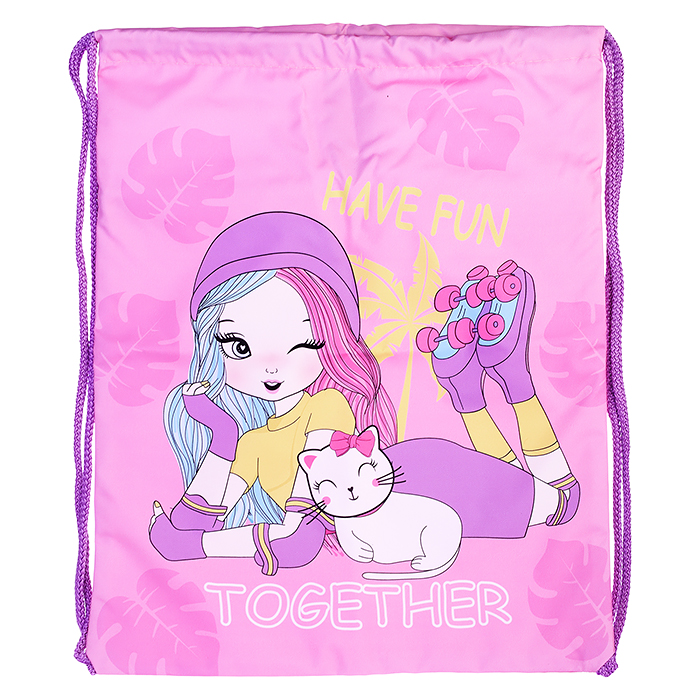 Мешок для обуви "Девочка на роликах" 1 отделение, 350х430мм, петля для подвеса, полиэстер