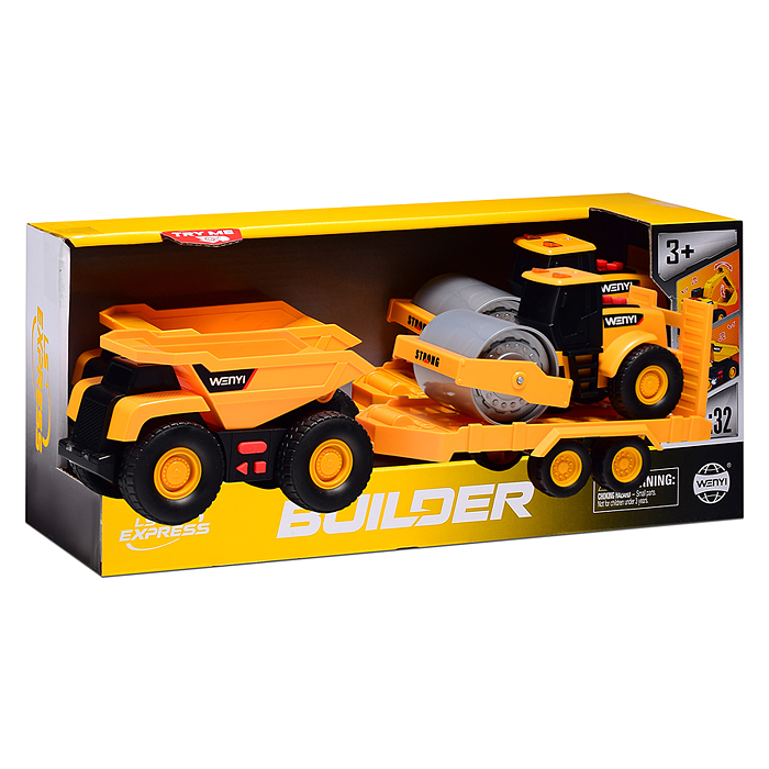 Фото к товару Машина WY1106A-2 "Бульдозер" с прицепои и катком, 1:32 (свет, звук) в коробке Машина WY1106A-2 "Бульдозер" с прицепои и катком, 1:32 (свет, звук) в коробке