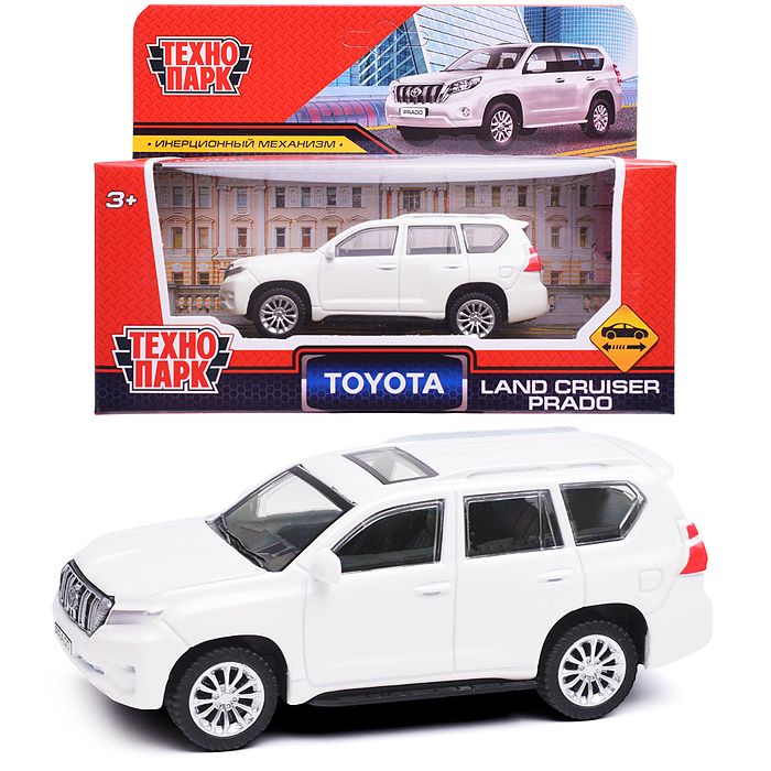 Машина металл Toyota Land Cruiser Prado 10,5 см, (белый) инерц, в коробке Машина металл Toyota Land Cruiser Prado 10,5 см, (белый) инерц, в коробке