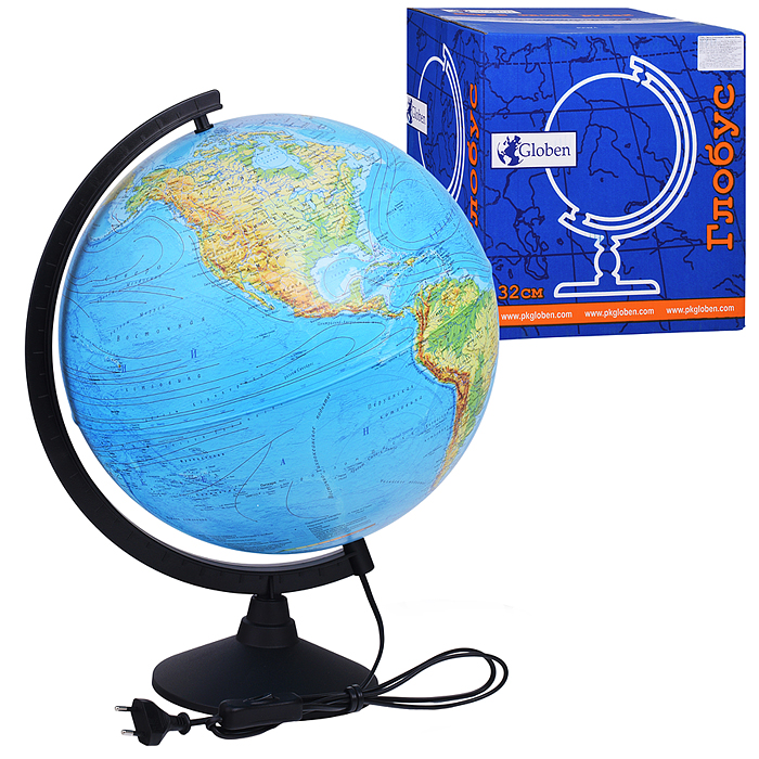 Глобус Земли физико-политический 320мм с подсветкой Классик