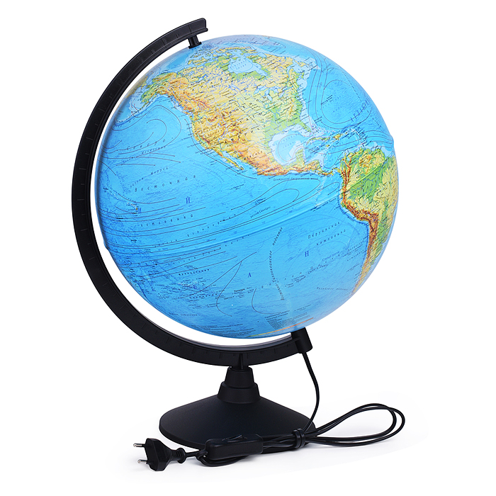 Фото к товару Глобус Земли физико-политический 320мм с подсветкой Классик Глобус Земли физико-политический 320мм с подсветкой Классик