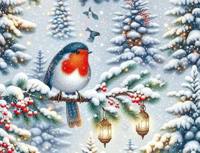 Конверт художественный малый "Зимняя птичка"