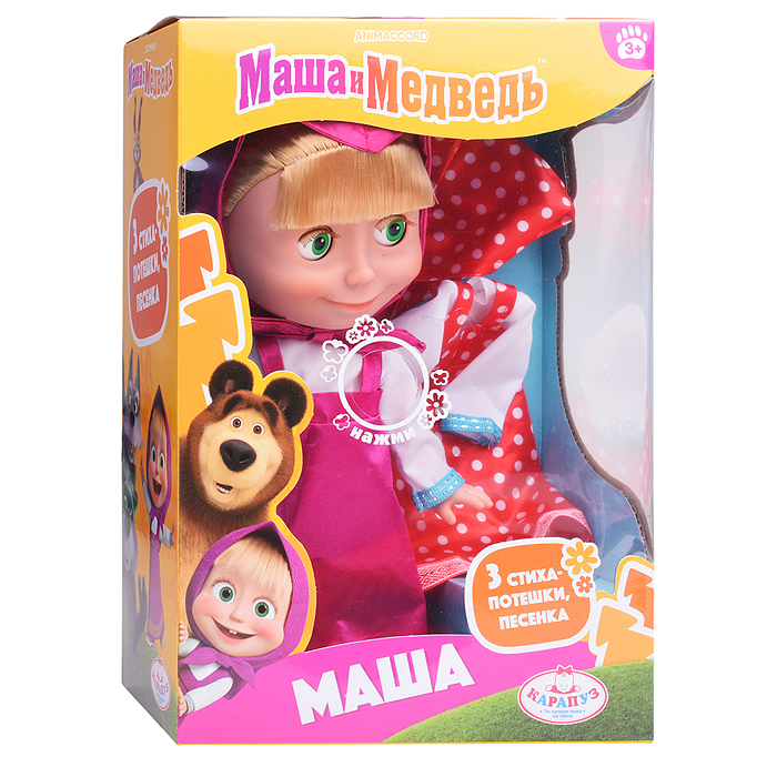 Фото к товару Кукла Маша и Медведь маша 25см, озвуч, платье в горошек, кор Кукла Маша и Медведь маша 25см, озвуч, платье в горошек, кор