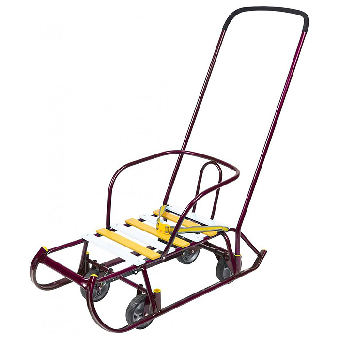 Игрушка. Санки детские "Тимка 6 универсал" (амарантовый лак) не родная спинка толкатель