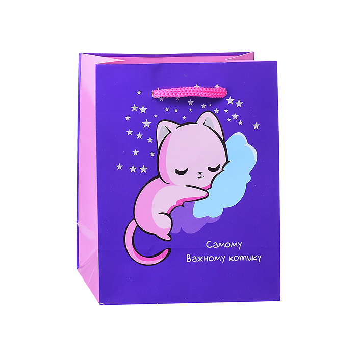 Пакет подарочный 11х14х6,5см "Самому важному котику" ламинированный 