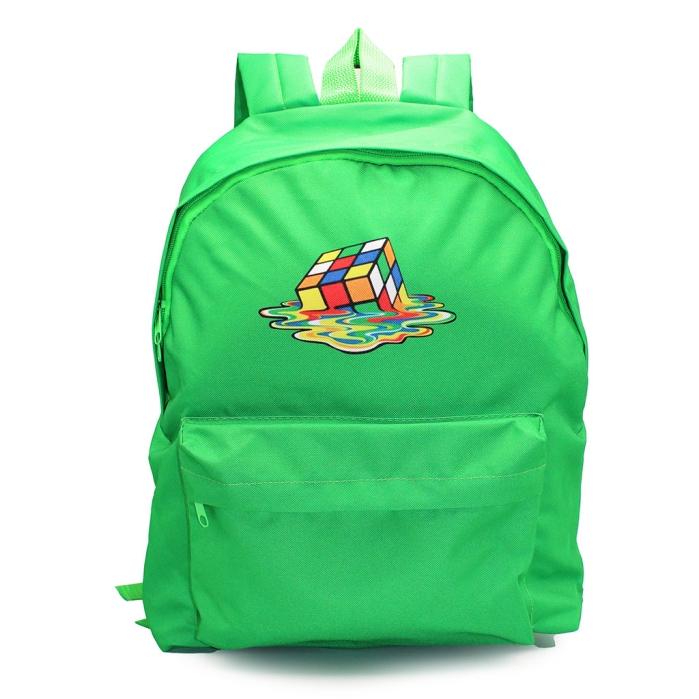 Рюкзак мягкий "Кубик зеленый" 1 отделение, на молнии с двумя бегунками, большой карман на молнии