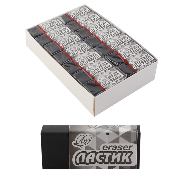 Ластик Л3, 45х19х10 мм, черный, картонный держатель Ластик Л3, 45х19х10 мм, черный, картонный держатель