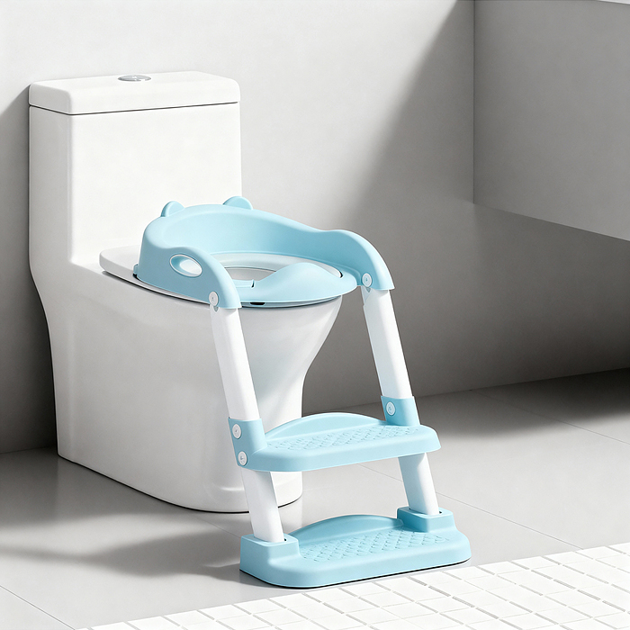 Детская накладка на унитаз со ступенькой (голубой) Детская накладка на унитаз со ступенькой (голубой)