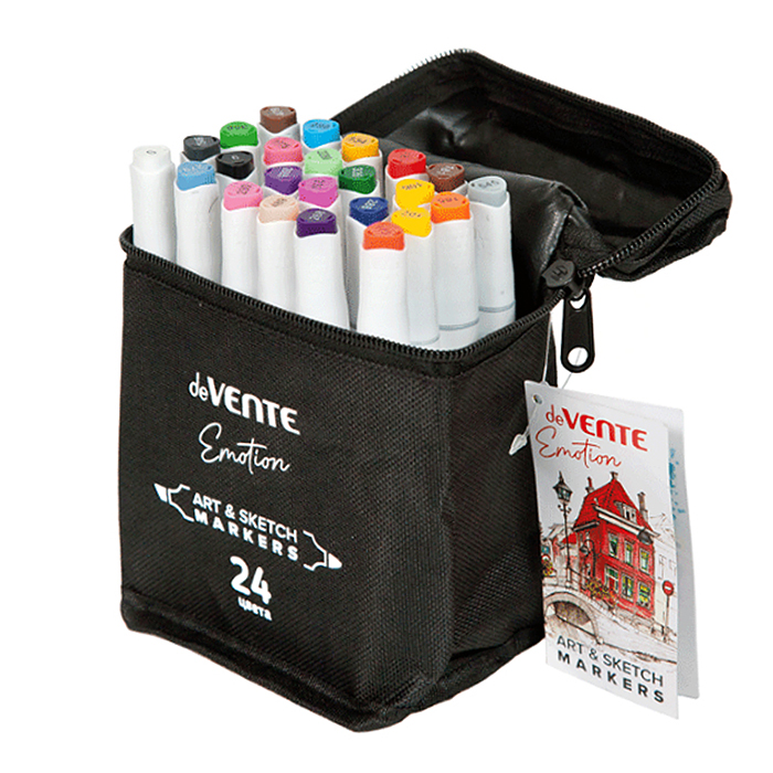 Фото к товару Набор маркеров для скетчинга "Emotion" 24 цвета, двусторонние Набор маркеров для скетчинга "Emotion" 24 цвета, двусторонние