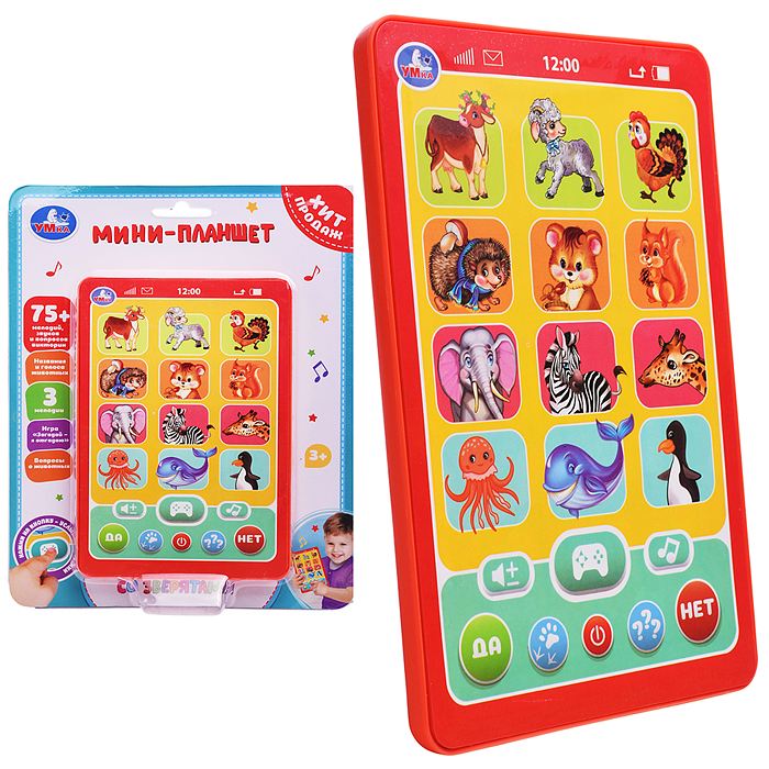 Обучающий мини-планшет 75+ мелодий, звуков и вопросов викторин на блистере Обучающий мини-планшет 75+ мелодий, звуков и вопросов викторин на блистере