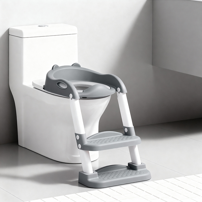 Детская накладка на унитаз со ступенькой (серый) Детская накладка на унитаз со ступенькой (серый)