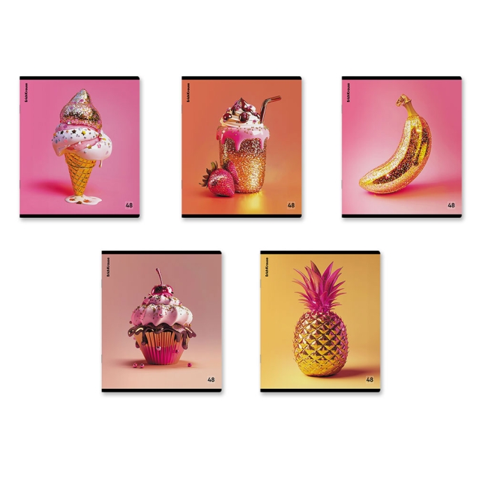 Тетрадь 48л. клетка "Glow Food" матовая ламинация+выборочный УФ-лак