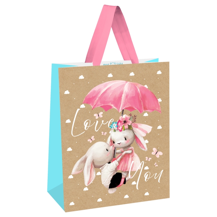 Пакет подарочный 18х23х10см "Люблю тебя" выб. лак, крафт 