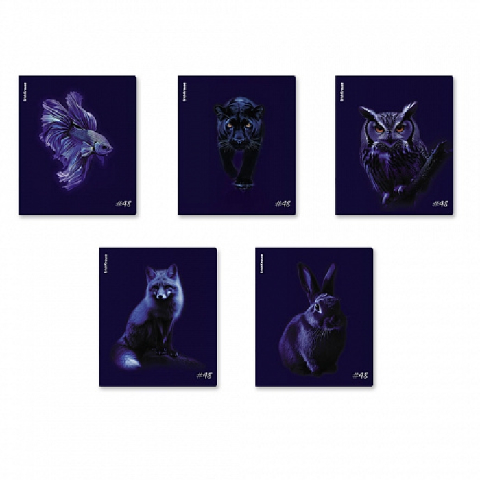 Тетрадь 48л. клетка "Indigo" ламинация soft-touch+выборочный УФ-лак