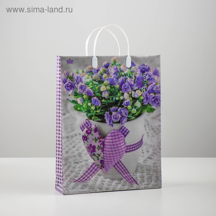 Пакет "Лиловое сердце" мягкий пластик (400х300х140)